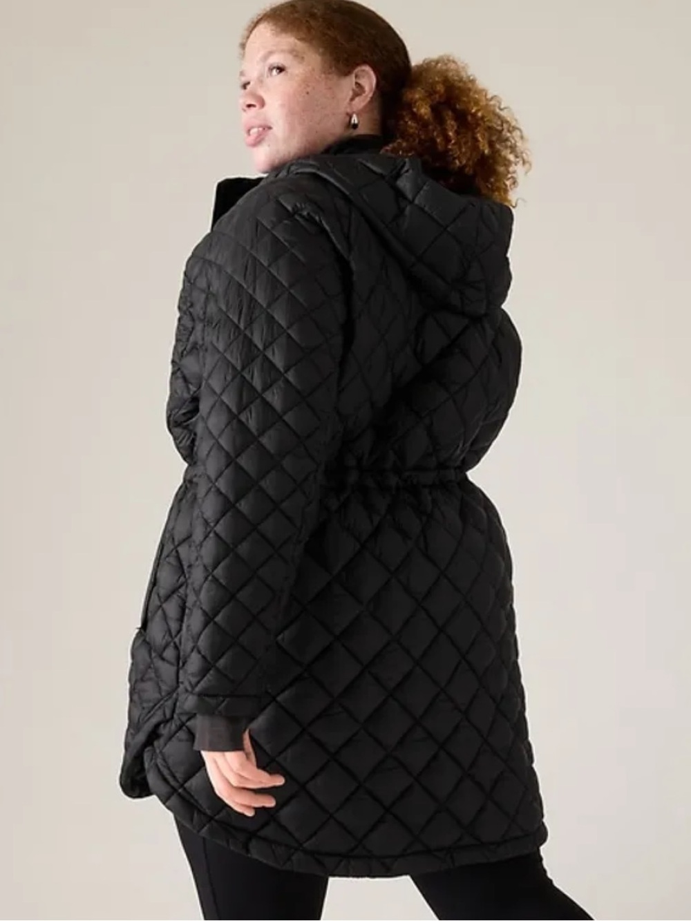 Athleta Whisper Feather Puffer Parka in Black